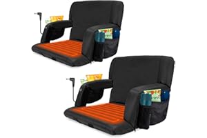 FlyfreeU Extra Wide Heated Stadium Seats DC 7.4V Port, 25'' Heated Bleacher Seat with Back Support,6 Reclinng Positions Foldable Portable Stadium Chair for Sports,Games. - Power Bank Not Included.