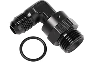 Podavelle 6AN Male Flare to 8AN -8 ORB O-ring Boss 90 Degree Swivel Fitting Adapter Aluminum Black