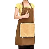 Apron with Towel Attached and Pockets - Adjustable Waterproof & Oil Repellent Canvas Material for Cooking, Baking, Chef, Kitchen, Garden, Laundry