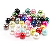 50pcs 14 mm NO Hole Pearls Loose Beads ABS Imitation Pearl Beads Plastic Acrylic Beads for Jewelry Making Accessories 20 Colors (Multicolor)