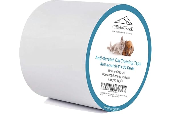 CHUANGSEED Anti Cat Scratch Tape 4" x 30Yds Cat Training Tape, 100% Clear Double Sided Cat Scratch Deterrent Tape, Furniture