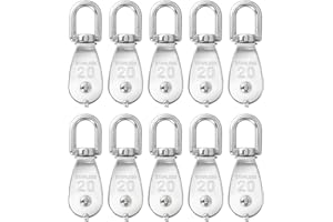 M20 Single Pulley Block Loading 200lbs, BNYZWOT 10 Pack 304 Stainless Steel Wire Rope Single Roller 20mm Lifting Crane Swivel Hook
