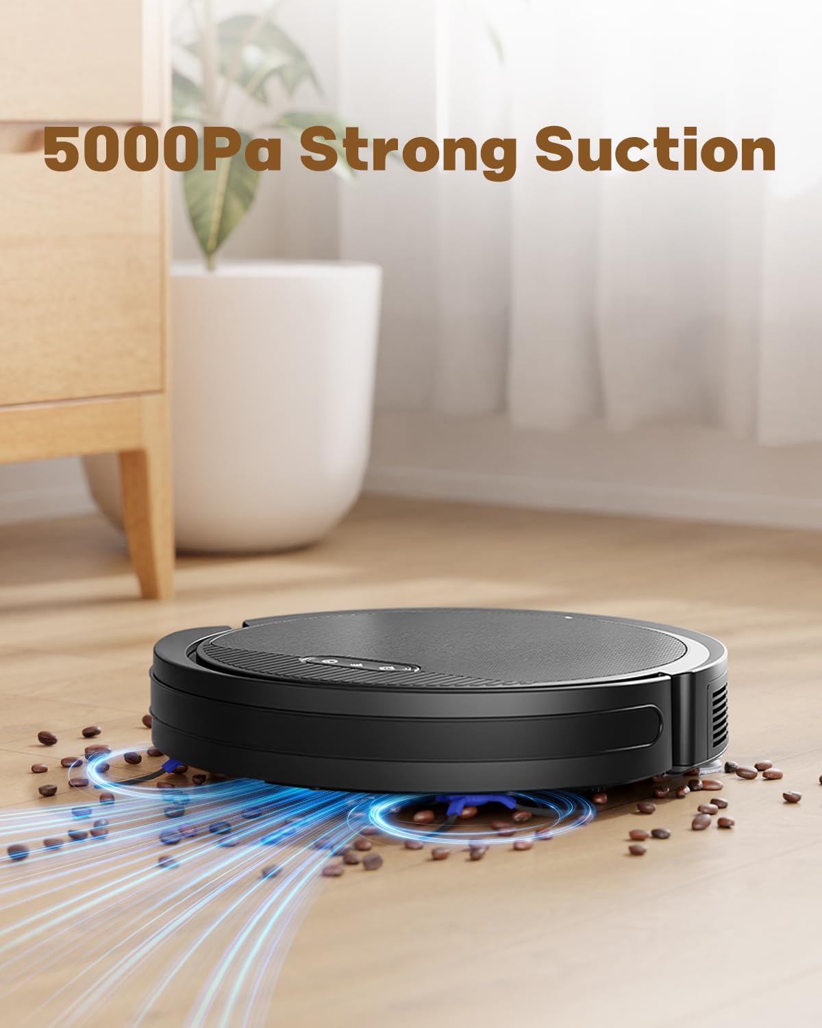 Pureatic V3 3 in 1 Robot Vacuum and Mop with 5000Pa Suction Power, Work with 2.4GWifi/ Alexa/App/, Self-Charging Vacuum Cleaner, Tangle-Free, Ideal for Pet Hair,Carpet and Hard Floor