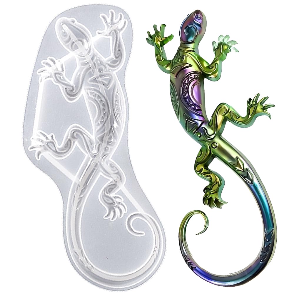 Lizard Epoxy Resin Molds Lifelike 3D Gecko Silicone Mold Durable Lizard Gecko Resin Molds DIY Craft Casting Mold for Home Office Wall Hanging Desktop Cabinets Decor
