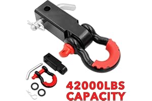 MILINI Shackle Hitch Receiver, 2 inch 42000 Lbs Maximum Break Strength, Solid with 3/4'' D Ring, Heavy Duty Towing Hitch Receivers, Never Rust, Best Towing Accessories for Vehicle Recovery Off-Road