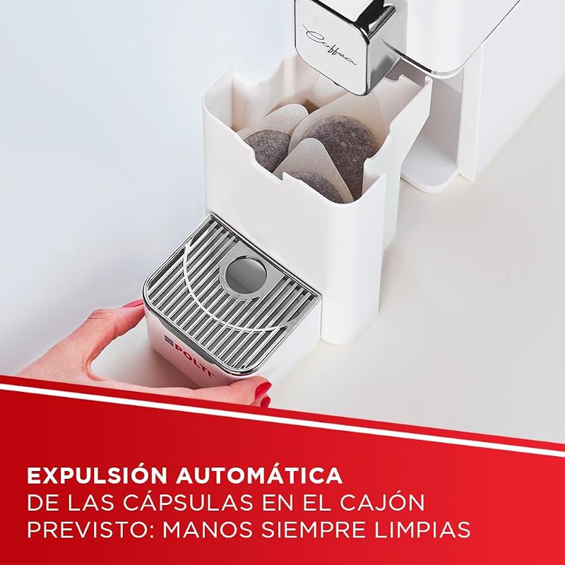 Máquina de café espresso Coffea S15W, compatível com cápsulas E.S.E. de 44 mm, depósito de 0,85 L, pressão da bomba de 19 bar, cor branca
