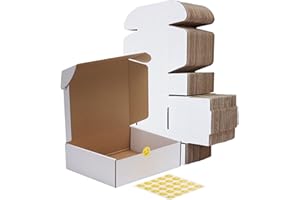 RLAVBL 10x8x3 Shipping Boxes Set of 25, White Corrugated Cardboard Box for Packing, Mailing, Business