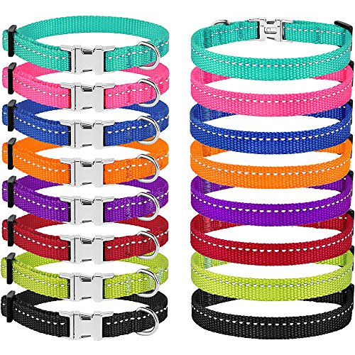 CollarDirect Small Dog Collar with Metal Buckle Nylon Reflective Puppy