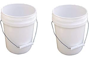 Encore Plastics 10128 Industrial Plastic Pail White with Handle, 1-Gallon, 2 Pack