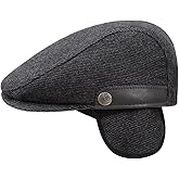 Men's Newsboy Hat with Earflaps Flat Ivy Cap Cabbie Driving Winter Hat