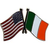 USA and Ireland Flag Die-struck Metal Friendship Lapel Pin with Butterfly Clasp Closure