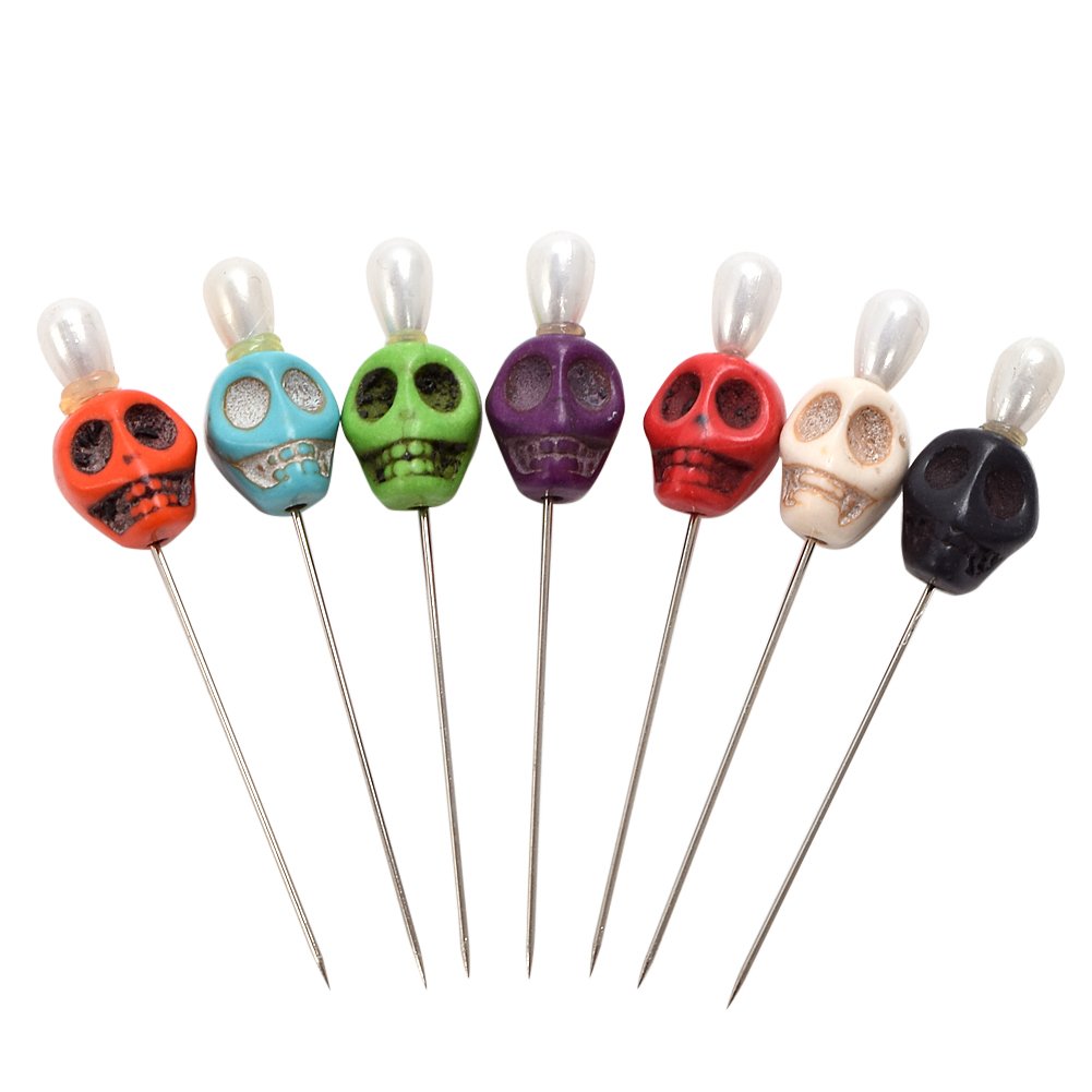 BLESSUME 7 Candle Magick Ritual Pins Skull Top