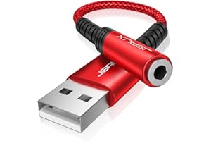 JSAUX USB Audio Adapter, USB to 3.5mm Adapter External Stereo Sound Card for Headphone, Speaker, Compatible with Mac, PS4, PC