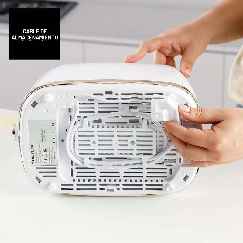 Tostador Fusion Crunch, 2 Ranuras Cortas, 7 Niveles Tostado, 3 Funciones: Cancelar, Recalentar, Descongelar, autocentrado, Bandeja recogemigas, 800W