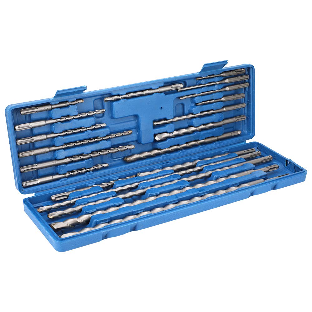 SDS Masonry Drill Bit Set - 20pcs, Concrete, Bricks & Stones, Carbon Steel + Carbide Drill Tips
