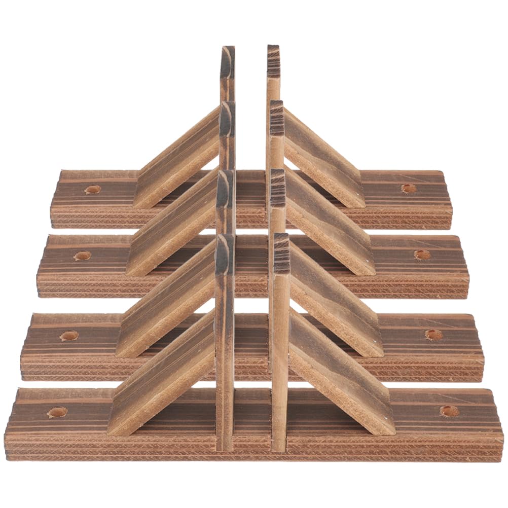 Toddmomy Wooden Triangle Picket Fence Support Feet 4pcs Garden Fence Bases Stand Wood Bracket Privacy Screening Edging Outdoor Lawn Accessories