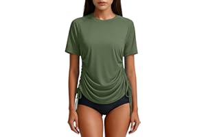 Women's Summer Short Sleeve Rash Guard Shirts UV Protection Shirts UPF 50+ Lightweight Adjustable Tie Tee Tops