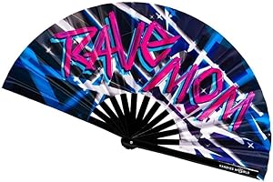 KANDIES WORLD INC Kandies World UV Reactive Custom Festival Folding Hand Fan - Unique Designs, Made of Bamboo, Clacking Sound, Lightweight - Perfect Rave and Festival Accessory!