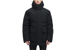 Rejork Long Winter Jackets for Men Faux Two-Piece Waterproof Parka Snow Warm Coats with Hood