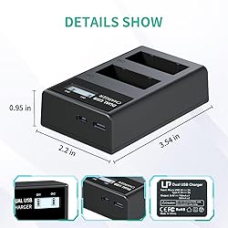 LP LP-E8 Battery Charger, LCD Display & Dual Slot