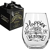 Pokolllee Book Lovers Wine Glass Gifts for Bookish Reader Librarians, Bookish Accessories Librarian Appreciation Gift, Book Club Birthday Gift for Readers Bookworms Teacher Best Friends