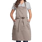 BIGHAS Adjustable Bib Apron with Long Ties for Women Men 18 Colors Chef Kitchen Cooking