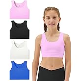 Sascina Girls Soft Training Bras 7-12 Seamless First Bra Girls Sports Bras Longline Crop - No Pads, Chest Double Lined