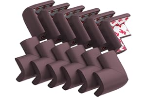 USFLOATWISHES 12 Pack Soft Corner Protector Baby Proofing Edge and Corner Guards, Safety Pre-Taped Rubber Foam Furniture Bumper for Fireplace, Table, Stair, Cabinet (Brown)