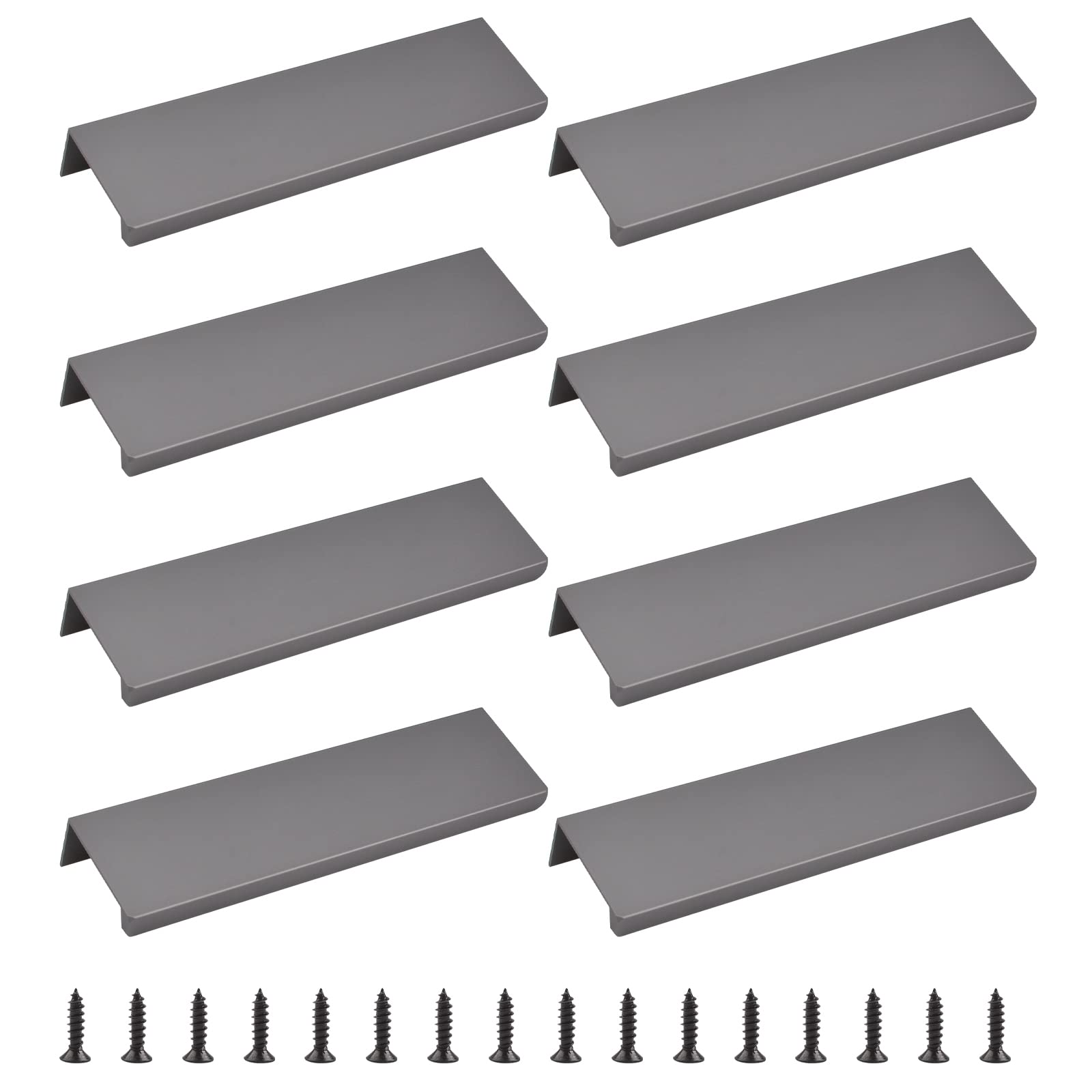 MOROBOR Finger Edge Pull, 8pcs Concealed Modern Style Drawer Handle, Right Angle Aluminum Alloy Invisible Wardrobe Handle for Cabinet Hardware Drawer, 120mm/Matte Gray