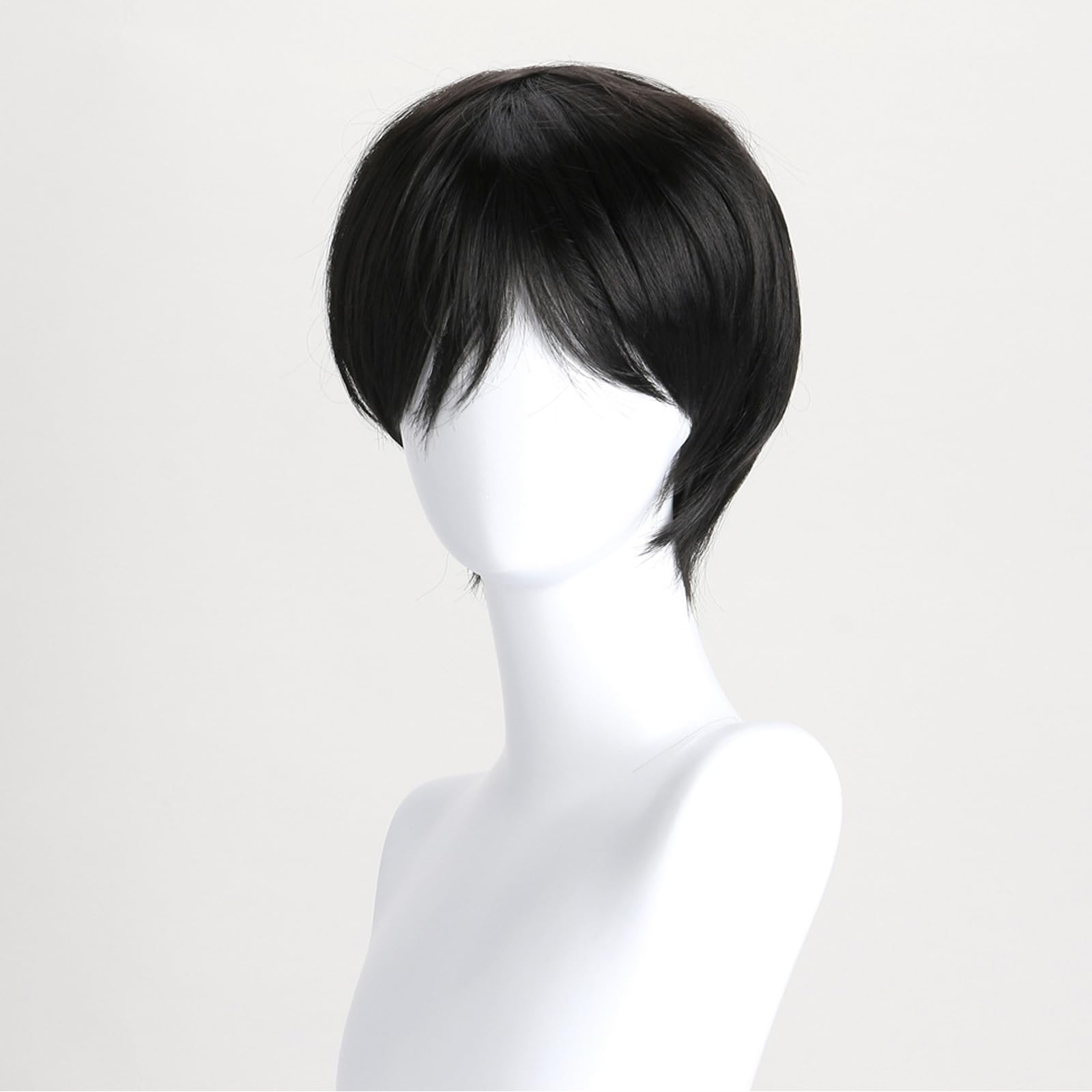 YuanYouTong Mens Short Black Wig with Bangs - Natural Straight Synthetic Hair Wig for Cosplay, Costume, Music Festivals, Party and Daily Use