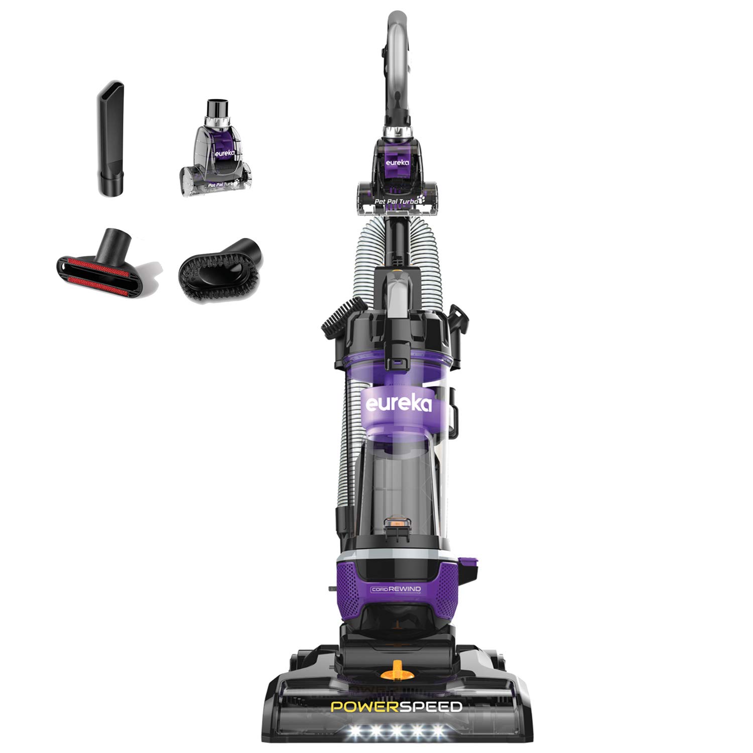 Eureka Powerful Lightweight Upright Vacuum Carpet and Floor, PowerSpeed NEU202 with Automatic Cord Rewind, Purple