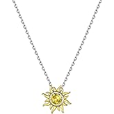 ChicSilver Women Gold Plated Sun Necklace Dainty Small 925 Sterling Silver Birthstone Celestial Sun Pendant Necklace Birthday Gift