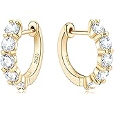 Moissanite Hoop Earrings Huggie Hoops Earrings for Women, 2ct D Color VVS1 18K White Gold Plated S925 Hypoallergenic, Wedding Earrings Jewelry for Gifts