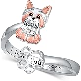 Feijiesi Pug/Yorkie/German Shepherd/Corgi/Maltese/Border Collie/Schnauzer/Golden Retriever/Dachshund Ring 925 Sterling Silver Cute Dog Rings for Women Dog Jewelry Gifts for Women Dog Lover