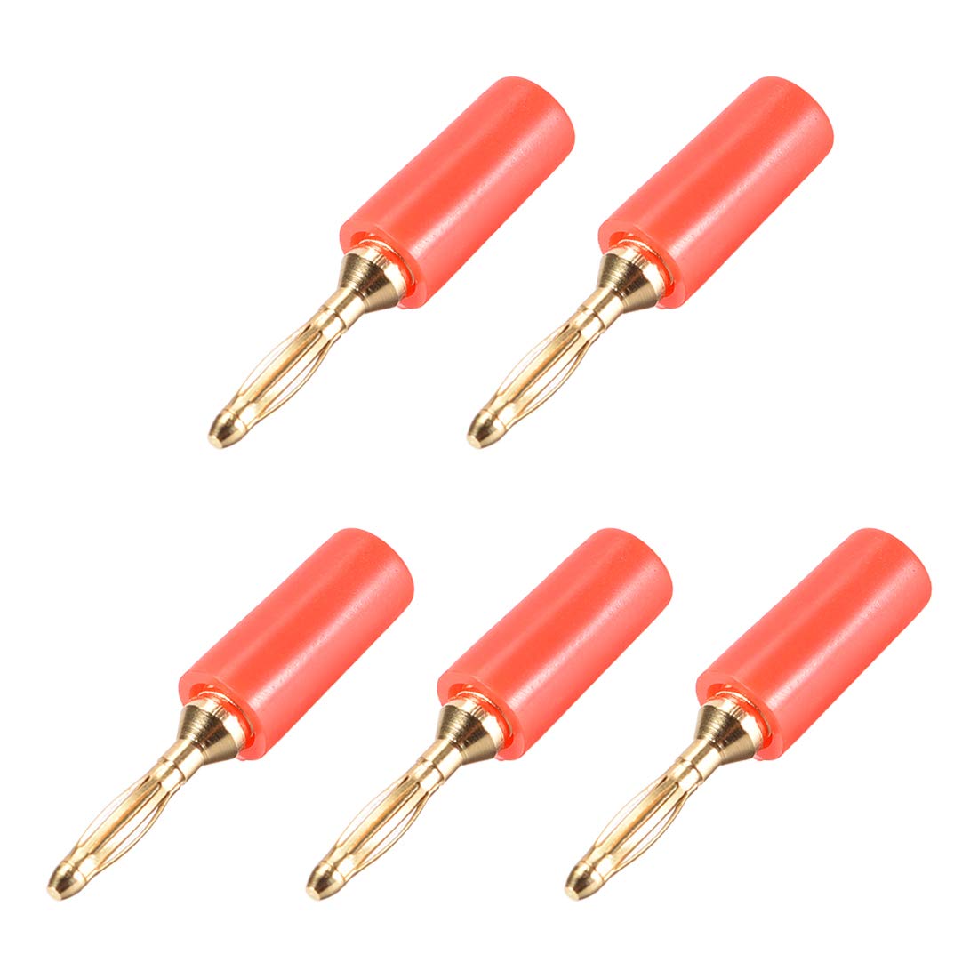 sourcing map 2mm Banana plugs Speaker Wire Cable Plugs Connectors Gold Red 5pcs Jack Connector