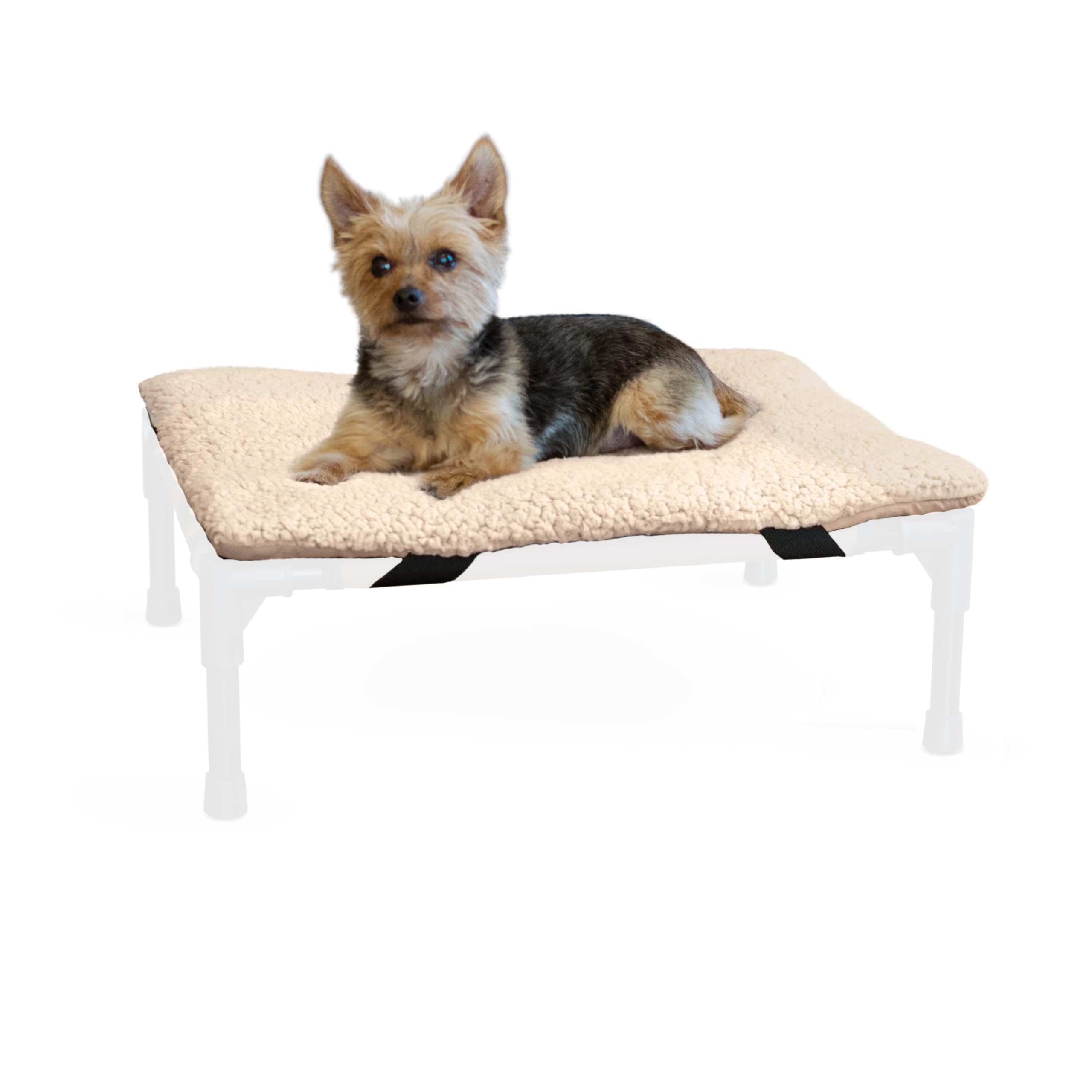K&H PET PRODUCTS Original Microfleece Pad for Outdoor Raised Dog Bed, Portable and Washable Dog Cot Pad (Cot Sold Separately) - Tan Fleece Small 17 X 22 Inches