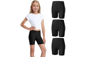 Somaibo 3 Pack Girls Bike Shorts Kids Cotton Cartwheel Athletic Gymnastics Shorts for Running Dance