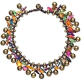 81stgeneration Women's Brass Gold Tone Multi Colored Shell Bead Ankle Anklet Bracelet, 26 cm