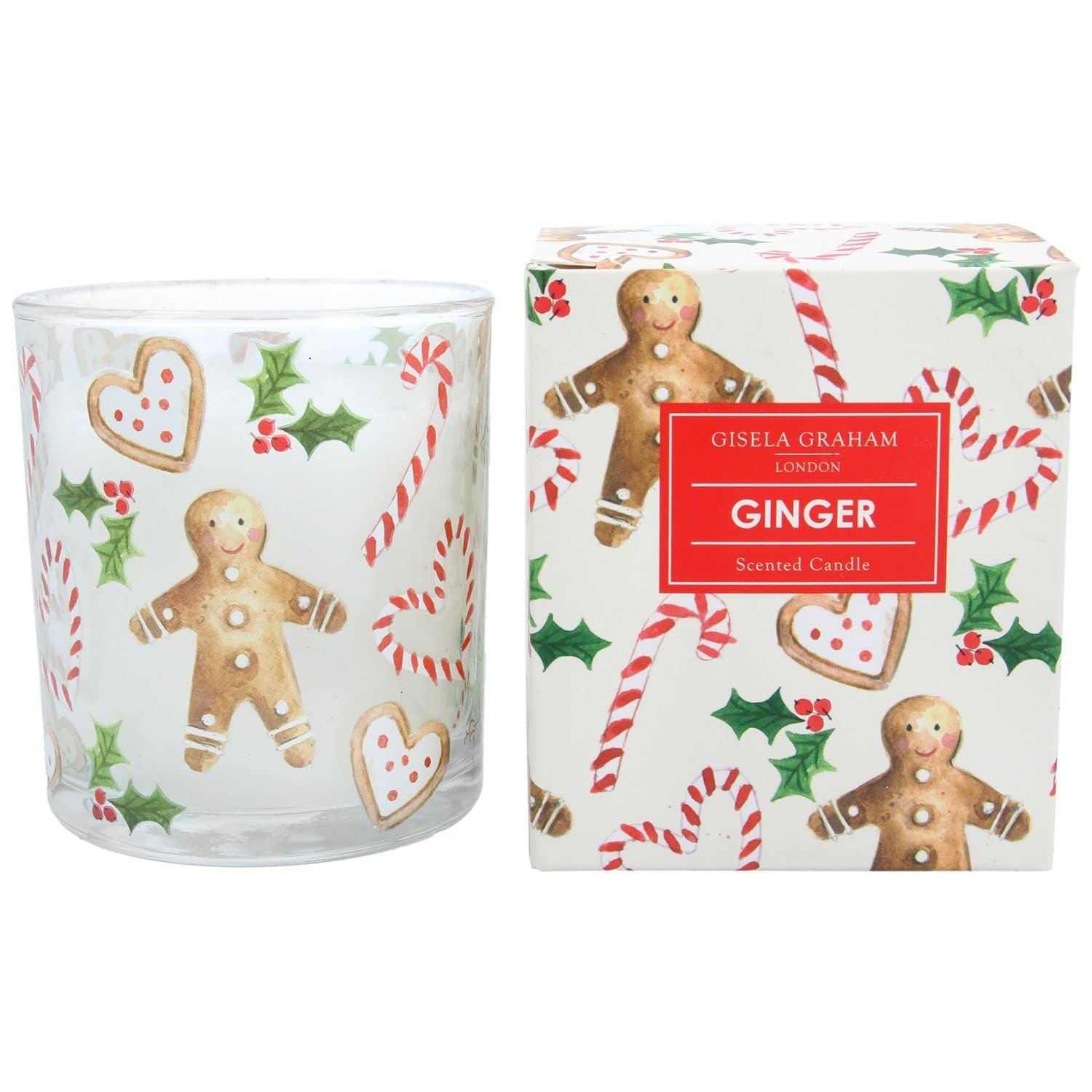 Gisela Graham Christmas Decoration Candle Gingerbread and Candy Cane Large