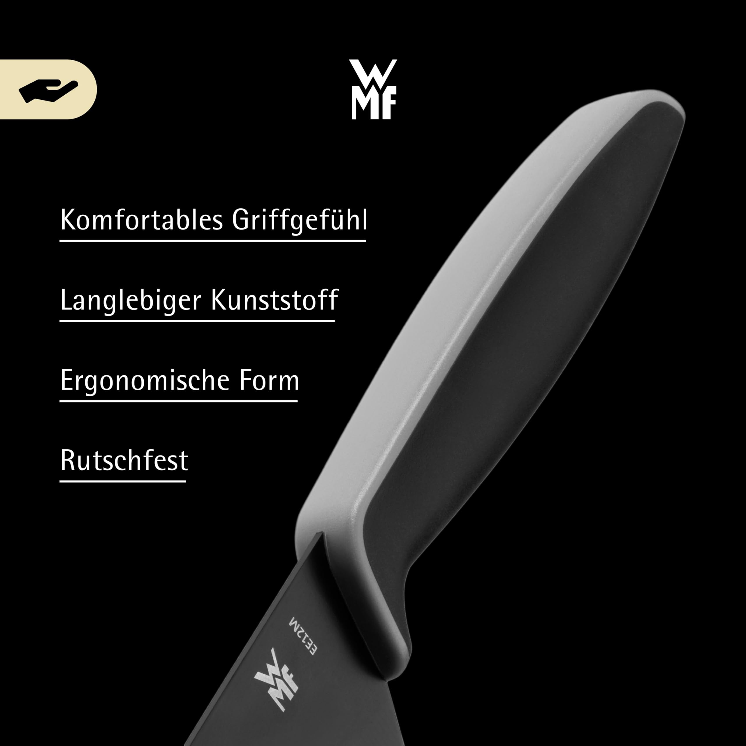 WMF Touch Messerset 2-teilig – scharfes Küchenmesser-Set aus Spezialklingenstahl, antihaftbeschichtet und ergonomisch geformt, mit Schutzhüllen, bestehend aus Kochmesser und Gemüsemesser, schwarz 6