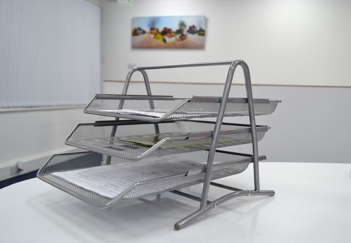 BLACK Office Filing Trays Holder A4 Document Letter Paper Wire Mesh Storage Organizer