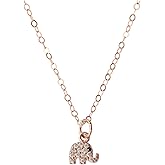 Designed By Stacey Handmade 14k Rose Gold Filled Necklace, Tiny Cubic Zirconia Elephant Pendant Jewelry, Gifts for Women, Birthday, Anniversary, Wedding, Prom, Homecoming, 16 to 18" Adjustable Chain