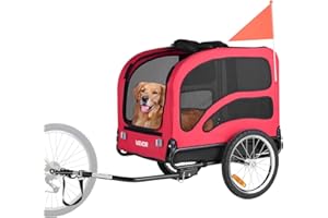 VEVOR Dog Bike Trailer, Supports up to 100 lbs, Pet Cart Bicycle Carrier, Easy Folding Frame with Quick Release Wheels, Universal Bicycle Coupler, Reflectors, Flag, Collapsible to Store