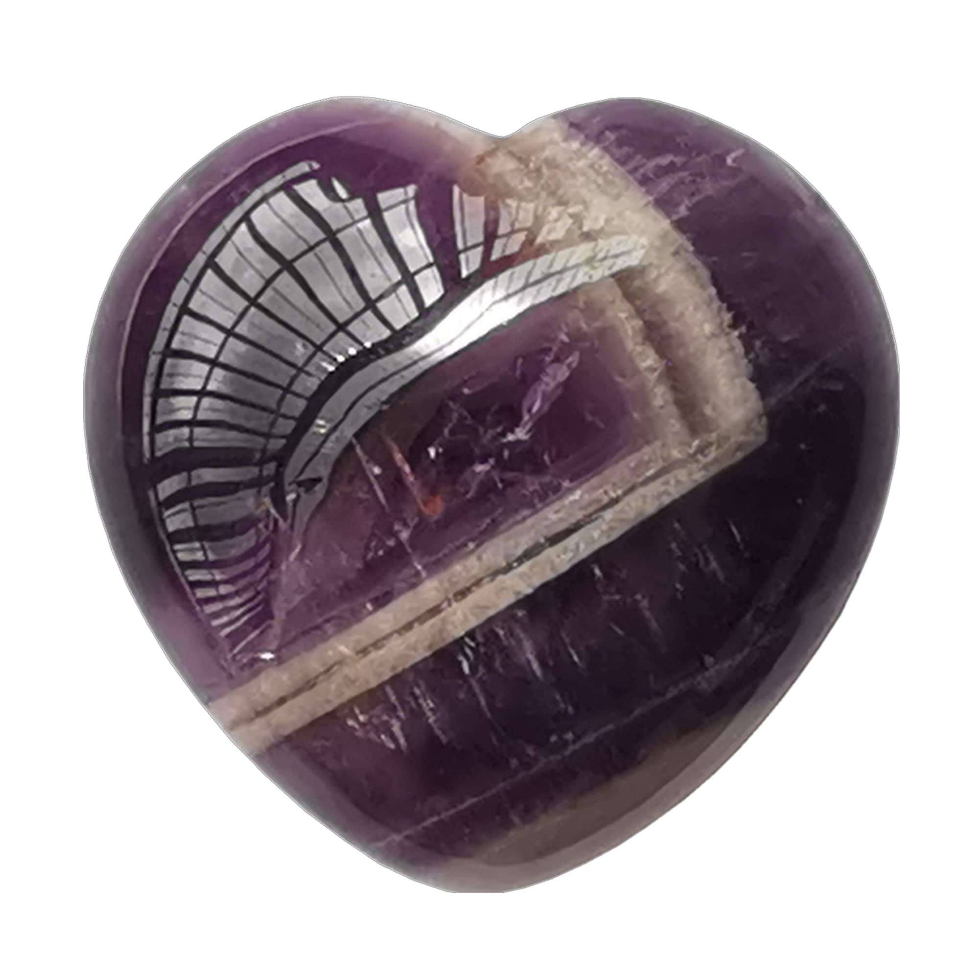 Manekieko Natural Amethyst Palm Worry Carved Heart Love Stone,40mm Crystals and Healing Stones