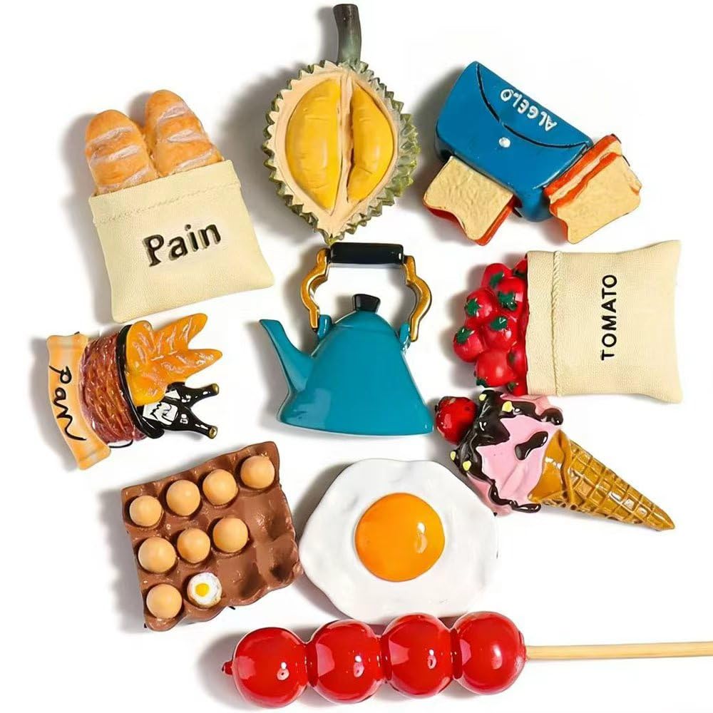 Photo 1 of 10 Pack Food Fridge Magnets, 3D Magnet Refrigerator Stickers for Kitchen Decorative Strong-adhensive Funny Magnets Home Decor Office Maps