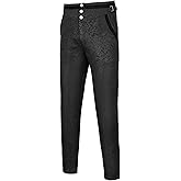 Gothic Pants for Men Cosplay Victorian Pants Steampunk Costume Pants Halloween Medieval Vintage Cosplay Trousers Pirate Pants Black 2XL