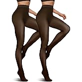 Vertvie 2 Pairs Fleece Lined Tights for Women Thermal Pantyhose Fake Translucent Winter Warm Tights Thick Leggings