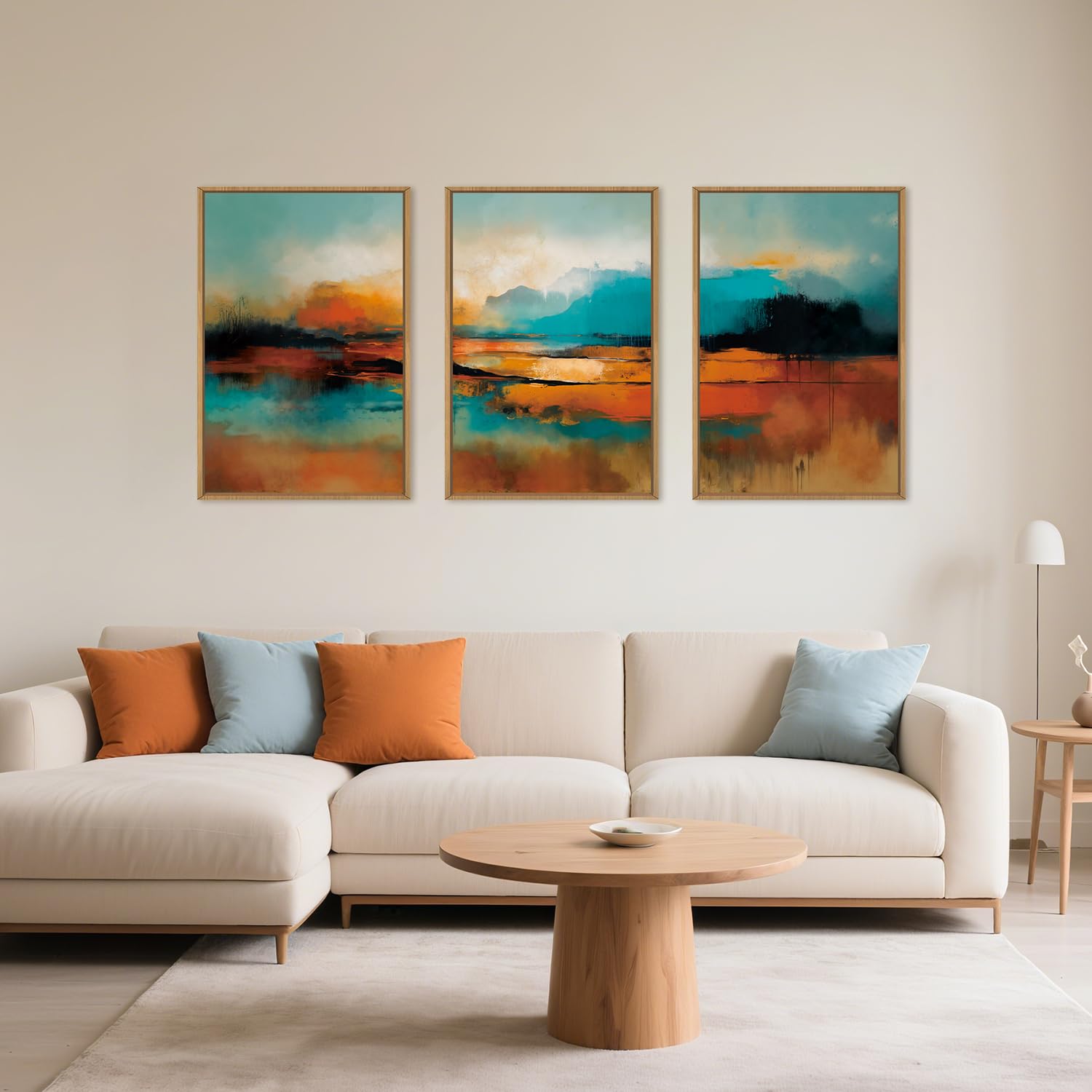Condition photo showing New/Like New for aryroi modern chinoiserie white daisy floral framed canvas wall art set,watercolor natural beige wil