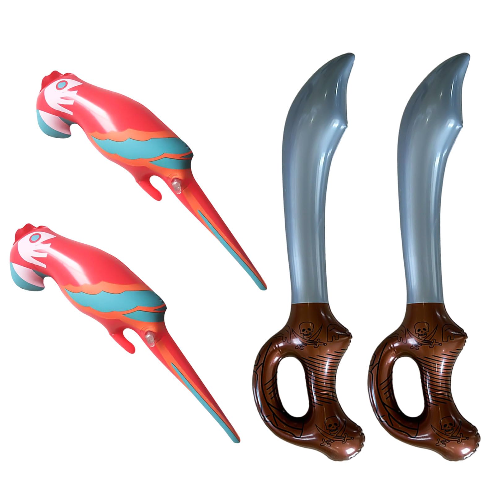 UILYNIU 4 Pack Pirate Costume Accessories, Inflatable Parrot, Sword, Pirate Fancy Dress Accessories, Blow Up Inflatable Toys for Men Women Kids Party Christmas (Multicolor)