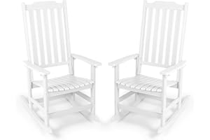 Mguio Outdoor Rocking Chairs Set of 2, Oversized All Weather High Back Porch Rocker, Patio Rockers for Outside